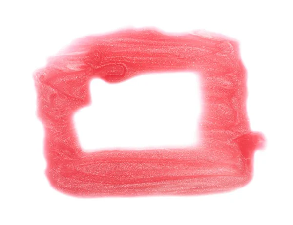 柔和粉红色的笔触和唇彩或丙烯酸涂料的纹理隔离在白色背景上 — 图库照片
