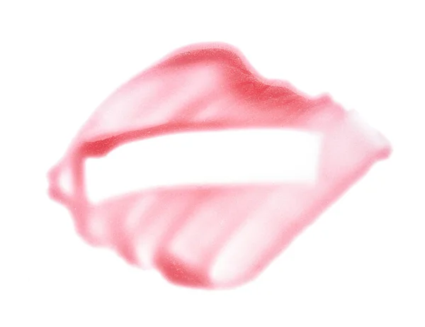 Gently Pink Strokes Texture Lip Gloss Acrylic Paint Isolated White — Stock Photo, Image