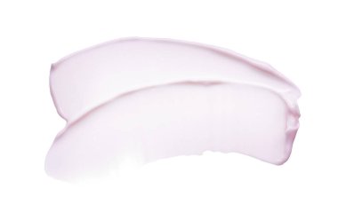 Hafifçe pembe darbeler ve yüz kremi veya beyaz arka plan üzerinde izole akrilik boya doku