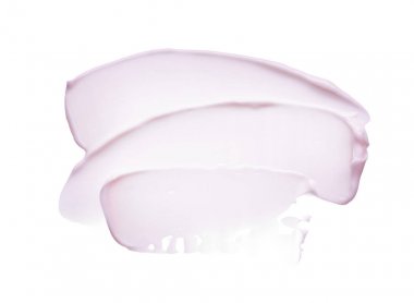 Hafifçe pembe darbeler ve yüz kremi veya beyaz arka plan üzerinde izole akrilik boya doku