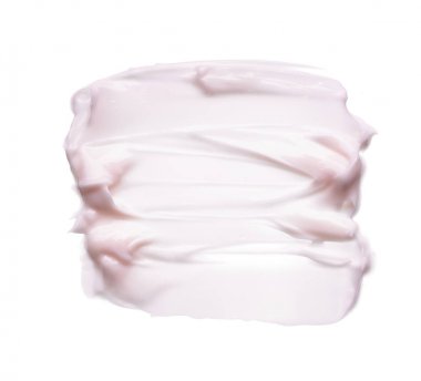 Hafifçe pembe darbeler ve yüz kremi veya beyaz arka plan üzerinde izole akrilik boya doku