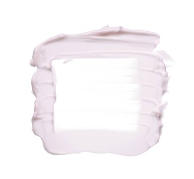 Hafifçe pembe darbeler ve yüz kremi veya beyaz arka plan üzerinde izole akrilik boya doku