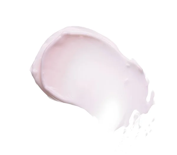 Zacht Roze Lijnen Textuur Van Gezichtscrème Acrylverf Geïsoleerd Witte Achtergrond — Stockfoto