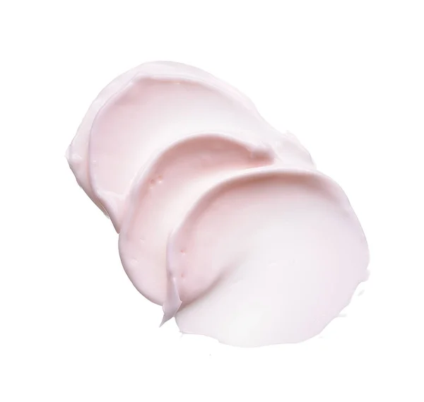 Finoman Rózsaszín Stroke Textúrája Arckrém Vagy Akril Festék Izolált Fehér — Stock Fotó