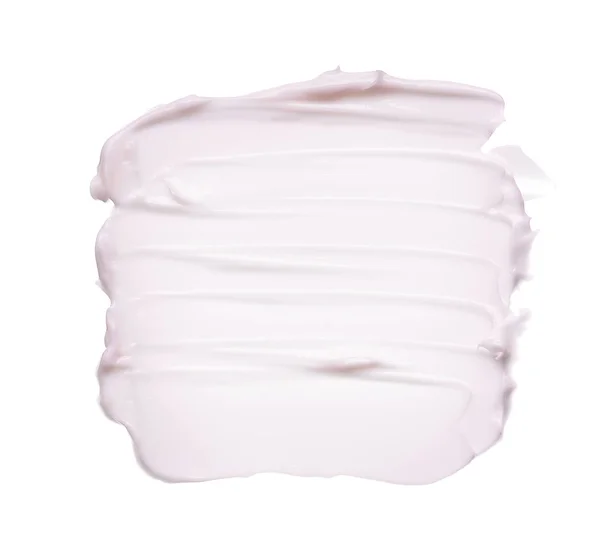 Zacht Roze Lijnen Textuur Van Gezichtscrème Acrylverf Geïsoleerd Witte Achtergrond — Stockfoto