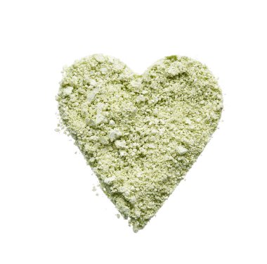 Açık yeşil göz farı veya beyaz arka planda izole yüz tozu makyaj. 