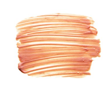 Beyaz arka planda izole edilmiş yüz vurgulayıcı veya akrilik boya yavaşça bej vuruşları ve dokusu