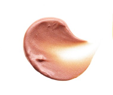 Beyaz arka planda izole edilmiş yüz vurgulayıcı veya akrilik boya yavaşça bej vuruşları ve dokusu