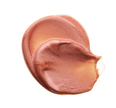 Beyaz arka planda izole edilmiş yüz vurgulayıcı veya akrilik boya yavaşça bej vuruşları ve dokusu