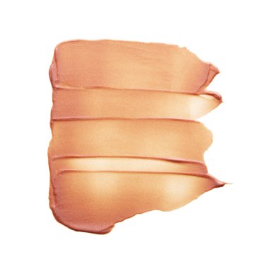 Beyaz arka planda izole edilmiş yüz vurgulayıcı veya akrilik boya yavaşça bej vuruşları ve dokusu