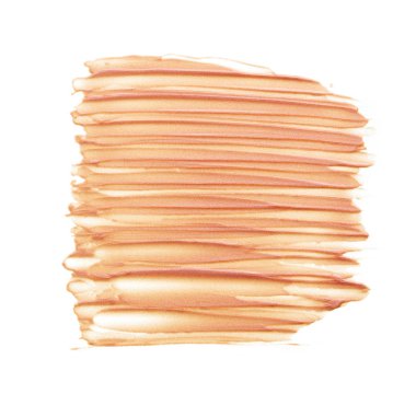 Beyaz arka planda izole edilmiş yüz vurgulayıcı veya akrilik boya yavaşça bej vuruşları ve dokusu