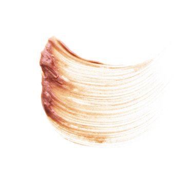 Beyaz arka planda izole edilmiş yüz vurgulayıcı veya akrilik boya yavaşça bej vuruşları ve dokusu