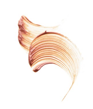 Beyaz arka planda izole edilmiş yüz vurgulayıcı veya akrilik boya yavaşça bej vuruşları ve dokusu