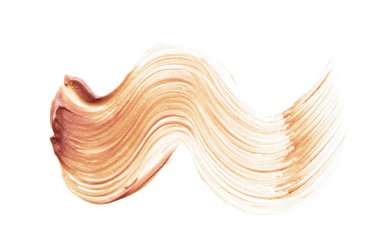 Beyaz arka planda izole edilmiş yüz vurgulayıcı veya akrilik boya yavaşça bej vuruşları ve dokusu