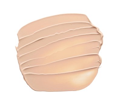 Beyaz arka planda izole edilmiş yüz vurgulayıcı veya akrilik boya yavaşça bej vuruşları ve dokusu