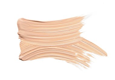 Beyaz arka planda izole edilmiş yüz vurgulayıcı veya akrilik boya yavaşça bej vuruşları ve dokusu