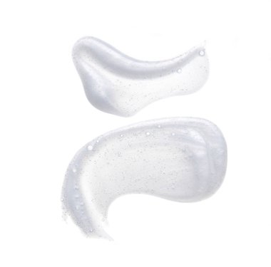 Beyaz arka planda izole edilen inci beyaz smear ve yüz kremi veya akrilik boya dokusu