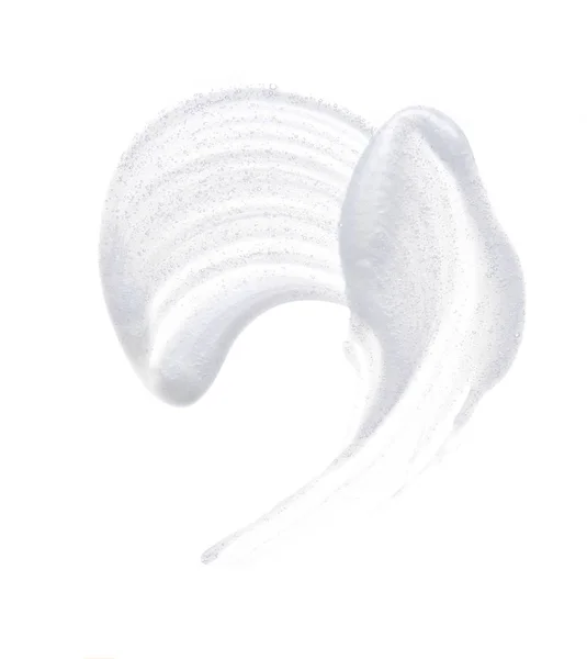 Esfregaços Brancos Textura Creme Facial Tinta Acrílica Isolada Fundo Branco — Fotografia de Stock