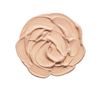 Beyaz arka planda izole edilmiş yüz vurgulayıcı veya akrilik boya yavaşça bej vuruşları ve dokusu