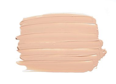 Beyaz arka planda izole edilmiş yüz vurgulayıcı veya akrilik boya yavaşça bej vuruşları ve dokusu