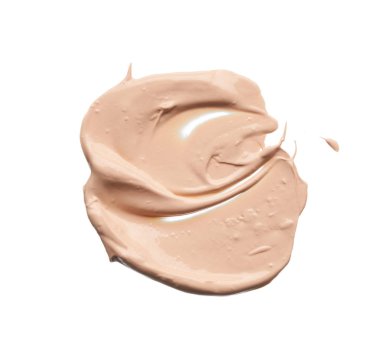 Beyaz arka planda izole edilmiş yüz vurgulayıcı veya akrilik boya yavaşça bej vuruşları ve dokusu