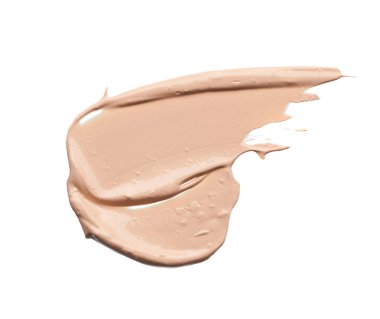 Beyaz arka planda izole edilmiş yüz vurgulayıcı veya akrilik boya yavaşça bej vuruşları ve dokusu