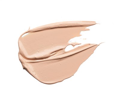 Beyaz arka planda izole edilmiş yüz vurgulayıcı veya akrilik boya yavaşça bej vuruşları ve dokusu