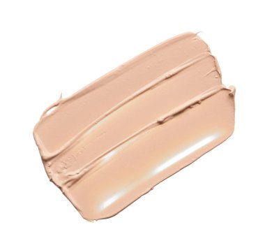 Beyaz arka planda izole edilmiş yüz vurgulayıcı veya akrilik boya yavaşça bej vuruşları ve dokusu