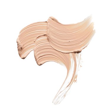 Beyaz arka planda izole edilmiş yüz vurgulayıcı veya akrilik boya yavaşça bej vuruşları ve dokusu