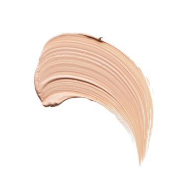 Beyaz arka planda izole edilmiş yüz vurgulayıcı veya akrilik boya yavaşça bej vuruşları ve dokusu