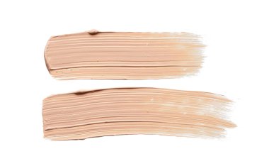 Beyaz arka planda izole edilmiş yüz vurgulayıcı veya akrilik boya yavaşça bej vuruşları ve dokusu