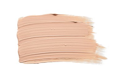 Beyaz arka planda izole edilmiş yüz vurgulayıcı veya akrilik boya yavaşça bej vuruşları ve dokusu