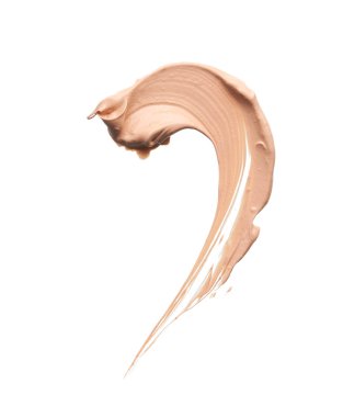 Beyaz arka planda izole edilmiş yüz vurgulayıcı veya akrilik boya yavaşça bej vuruşları ve dokusu