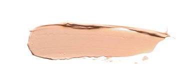 Beyaz arka planda izole edilmiş yüz vurgulayıcı veya akrilik boya yavaşça bej vuruşları ve dokusu