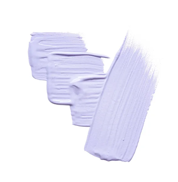 Gently Purple Strokes Texture Face Cream Acrylic Paint Isolated White — Stock Photo, Image