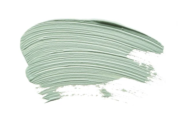 Delikatnie Zielone Pociągnięcia Tekstura Kremu Twarzy Lub Farby Akrylowej Białym — Zdjęcie stockowe