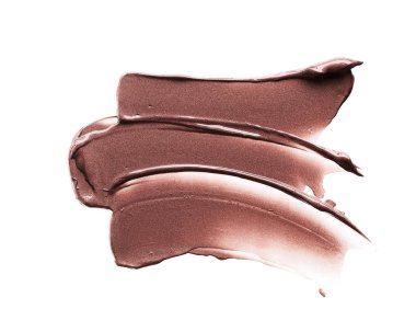 Kahverengi darbeler ve krem bronz göz farı veya beyaz arka plan üzerinde izole akrilik boya doku