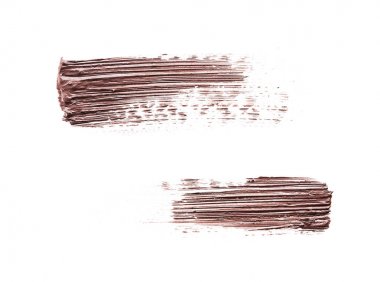 Kahverengi darbeler ve krem bronz göz farı veya beyaz arka plan üzerinde izole akrilik boya doku