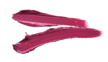 Beyaz bir arka plan üzerinde bordo renkli ruj veya akrilik boya lekeleri ve doku