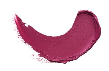 Beyaz bir arka plan üzerinde bordo renkli ruj veya akrilik boya lekeleri ve doku