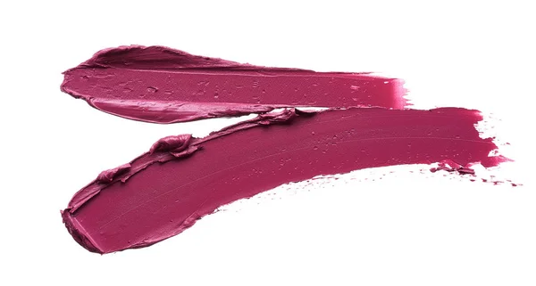 Smears Texture Burgundy Color Lipstick Acrylic Paint White Background — Stock Photo, Image