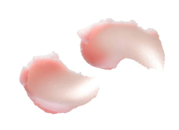Delicate Pink Texture Strokes Cosmetic Face Mask Cream White Background — Stock Photo, Image