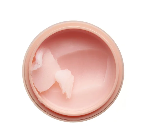 Delicate pink texture and strokes of a cosmetic face mask or cream on a white background — Stock Image Delicate Pink Texture Strokes Cosmetic Face Mask Cream White Background Royalty Free Stock Photos
