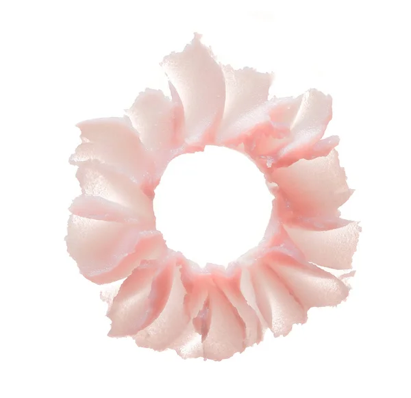 Delicate pink texture and strokes of a cosmetic face mask or cream on a white background — Stock Image Delicate Pink Texture Strokes Cosmetic Face Mask Cream White Background Stock Photo