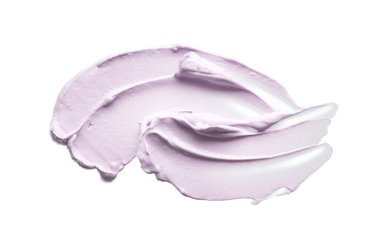 Yumuşak mor doku ve yüz temizleme maskesi ya da beyaz arka planda izole edilmiş akrilik boya.