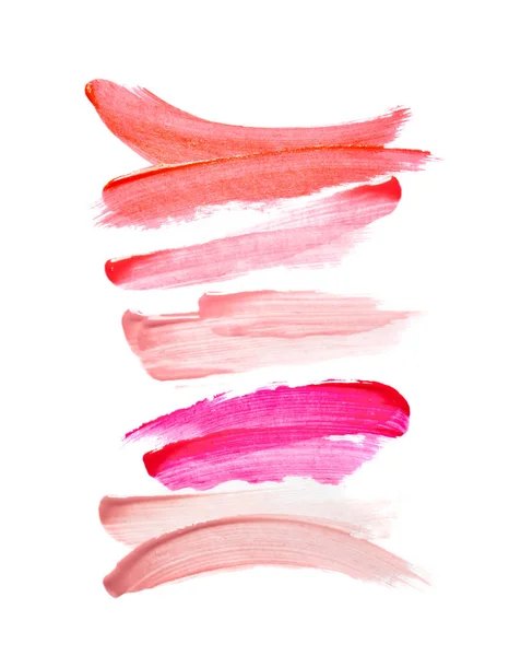 Smear Texture Lipstick Acrylic Paint Isolated White Background — Stockfoto