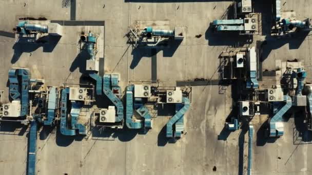 Система Вентиляции Крыше Большого Здания Помощью Беспилотника — стоковое видео