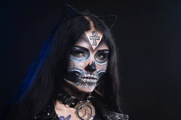 ハロウィーンのためのメイクアップ サンタムエルテ メキシコの Folklor のマスク — ストック写真