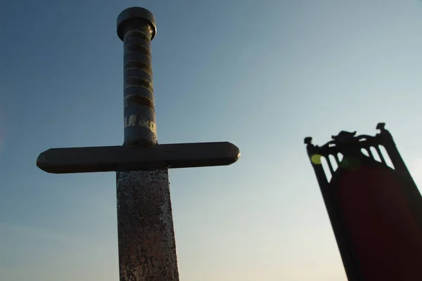 Símbolo Guerra Espada Cavaleiro Medieval Fiel Verão — Fotografia de Stock