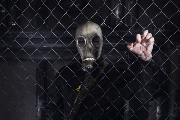 Apocalypse Concept Man Gas Mask — Stock Photo, Image